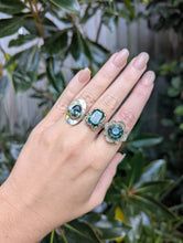 Load image into Gallery viewer, Leaves and vines mid century German green spinel silver ring