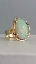 Load image into Gallery viewer, Solid Dragon skin crystal Australian opal ring 9ct vintage