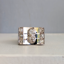 Load image into Gallery viewer, Old European diamond tank ring in 9ct white gold.