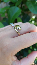 Load image into Gallery viewer, English Emerald eyed snake ring vintage 9ct
