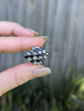 Load image into Gallery viewer, Vintage midnight blue sapphires in sterling silver Brutalist c1970s