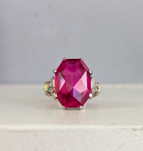 Load image into Gallery viewer, Vibrant 1930s ruby and diamond ring 18ct white gold