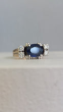 Load image into Gallery viewer, Striking vintage sapphire and diamond ring 18ct