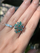 Load image into Gallery viewer, Vintage c1970s emerald cluster ring in silver