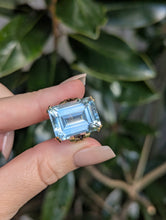 Load image into Gallery viewer, Showpiece 1940s retro blue topaz ring in heavy handmade 9ct yellow gold
