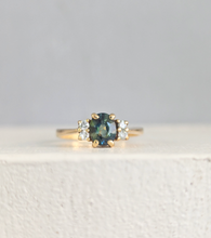 Load image into Gallery viewer, Vintage c1980 Parti Sapphire and Diamond Ring in 18ct yellow gold