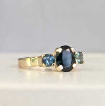 Load image into Gallery viewer, Parti sapphire harlequin trilogy in 9ct yellow gold