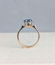 Load image into Gallery viewer, Bright blue Montana sapphire in c1930s ornate 9ct Australian ring.