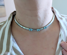 Load image into Gallery viewer, Vintage articulated sterling silver & topaz omega chain