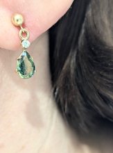Load image into Gallery viewer, Australian parti sapphire and diamond drop earrings in 9ct yellow gold c1980s