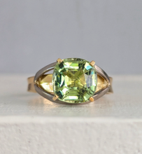 Load image into Gallery viewer, Luminous natural green tourmaline in 18ct yellow and white gold