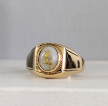 Load image into Gallery viewer, Eureka Vintage Australian gold bearing quartz ring 9ct yellow gold
