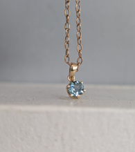 Load image into Gallery viewer, Teal blue green sapphire in 9ct yellow gold pendant