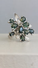 Load image into Gallery viewer, Australian parti sapphire spray ring 9ct white gold