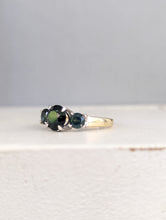 Load image into Gallery viewer, Bright Australian parti sapphire trilogy 9ct white and yellow gold