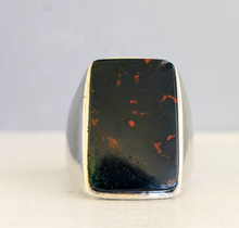 Load image into Gallery viewer, Large vintage German bloodstone signet in silver