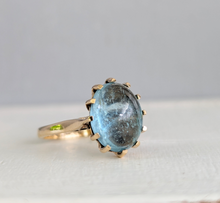 Load image into Gallery viewer, The water drop aquamarine vintage 9ct yellow gold ring