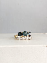 Load image into Gallery viewer, Vivid blue and teal Australian sapphire trilogy in 9ct yellow gold
