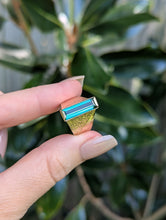 Load image into Gallery viewer, Vintage 1970s Brutalist tourmaline ring 9ct yellow gold