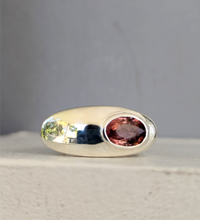 Load image into Gallery viewer, Italian modernist sterling silver tourmaline ring c1980s