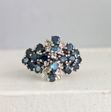 Load image into Gallery viewer, East West vintage Australian sapphire ring c1970s silver