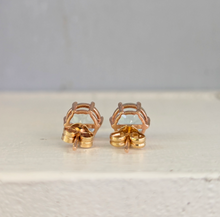 Load image into Gallery viewer, Aquamarine stud earrings 9ct rosey yellow gold