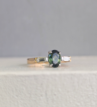 Load image into Gallery viewer, Vintage Sapphire and Diamond ring c1970 in 18ct Yellow and White Gold.