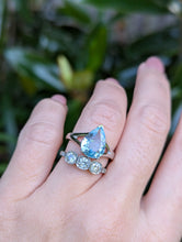 Load image into Gallery viewer, Aquamarine droplet 💧 9ct white gold ring