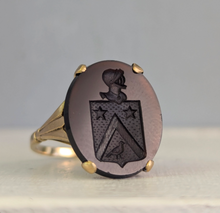 Load image into Gallery viewer, Smokey Quartz Armorial Intaglio Ring 9ct