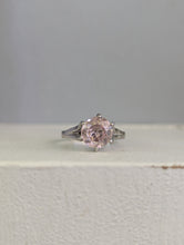 Load image into Gallery viewer, Primrose pink natural zircon in vintage high set 9ct white gold