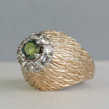Load image into Gallery viewer, Textured bombe style parti sapphire ring 9ct gold