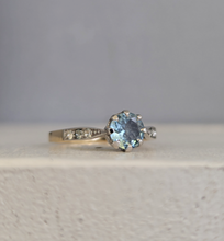 Load image into Gallery viewer, Aquamarine and silver 9ct yellow gold c1920s