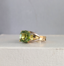 Load image into Gallery viewer, Luminous natural green tourmaline in 18ct yellow and white gold