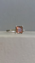 Load image into Gallery viewer, Soft pink tourmaline and diamond 9ct white gold ring
