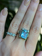 Load image into Gallery viewer, Art Deco bright blue glass ring in 900 silver