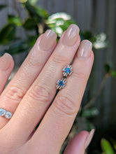 Load image into Gallery viewer, Brutalist Australian blue sapphire earrings c1970s 9ct white gold