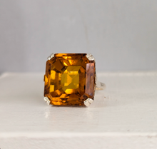 Load image into Gallery viewer, Huge 23ct vintage cognac citrine cocktail ring sterling silver