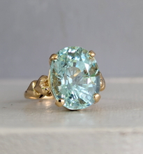 Load image into Gallery viewer, I 💙 the ocean aquamarine cocktail ring in 9ct yellow gold