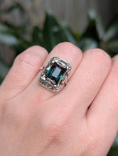 Load image into Gallery viewer, 'Monets Gardens' French made green spinel silver ring c1930s