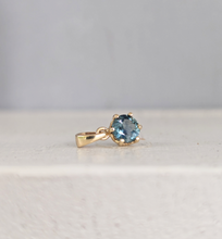 Load image into Gallery viewer, Teal blue green sapphire in 9ct yellow gold pendant