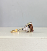 Load image into Gallery viewer, Art Deco c1930 zircon and diamond in 18ct yellow and white gold ring