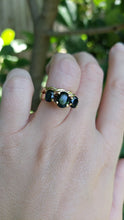 Load image into Gallery viewer, High set architectural parti sapphire 9ct vintage ring