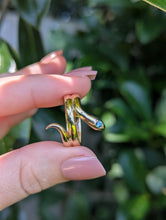 Load image into Gallery viewer, Serious serpent ring with parti sapphire 14k yellow gold