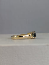 Load image into Gallery viewer, Peacock blue parti trilogy in vintage 9ct yellow gold