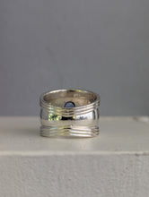Load image into Gallery viewer, Vintage silver cuff ring with natural sapphire
