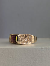 Load image into Gallery viewer, Pink tourmaline & diamond brutalist signet in 9ct yellow gold