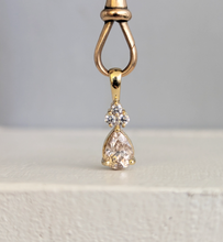 Load image into Gallery viewer, Pink Peony zircon drop pendant 9ct yellow gold