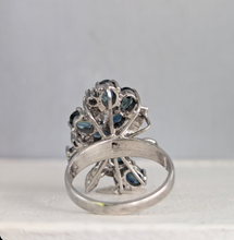 Load image into Gallery viewer, Bright Australian sapphire spray cocktail ring in silver c1970s