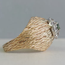 Load image into Gallery viewer, Textured bombe style parti sapphire ring 9ct gold