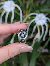 Load image into Gallery viewer, Parti sapphire signet with diamonds in 10ct white gold